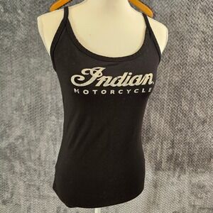 Indian Motorcycle Womens Black Glitter Logo Tank Top Shirt Size Small
